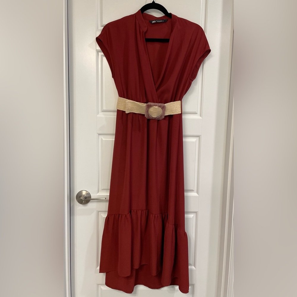 Zara belted midi dress